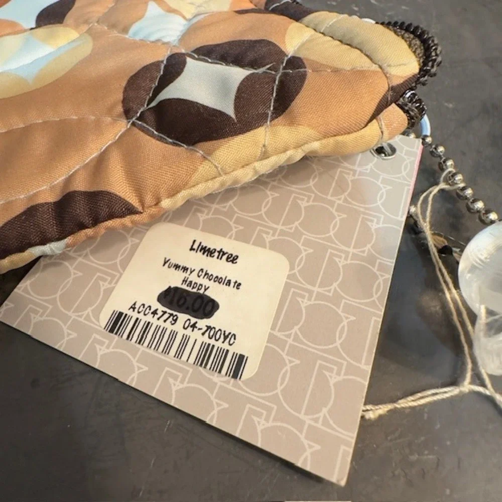 Cinda B Quilted Cosmetic Bag Pouch Earth Tones‎ Circles Print Zippered Travel